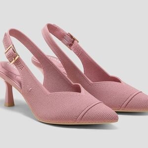 Chic Pink Slingback Heels with Textured Fabric